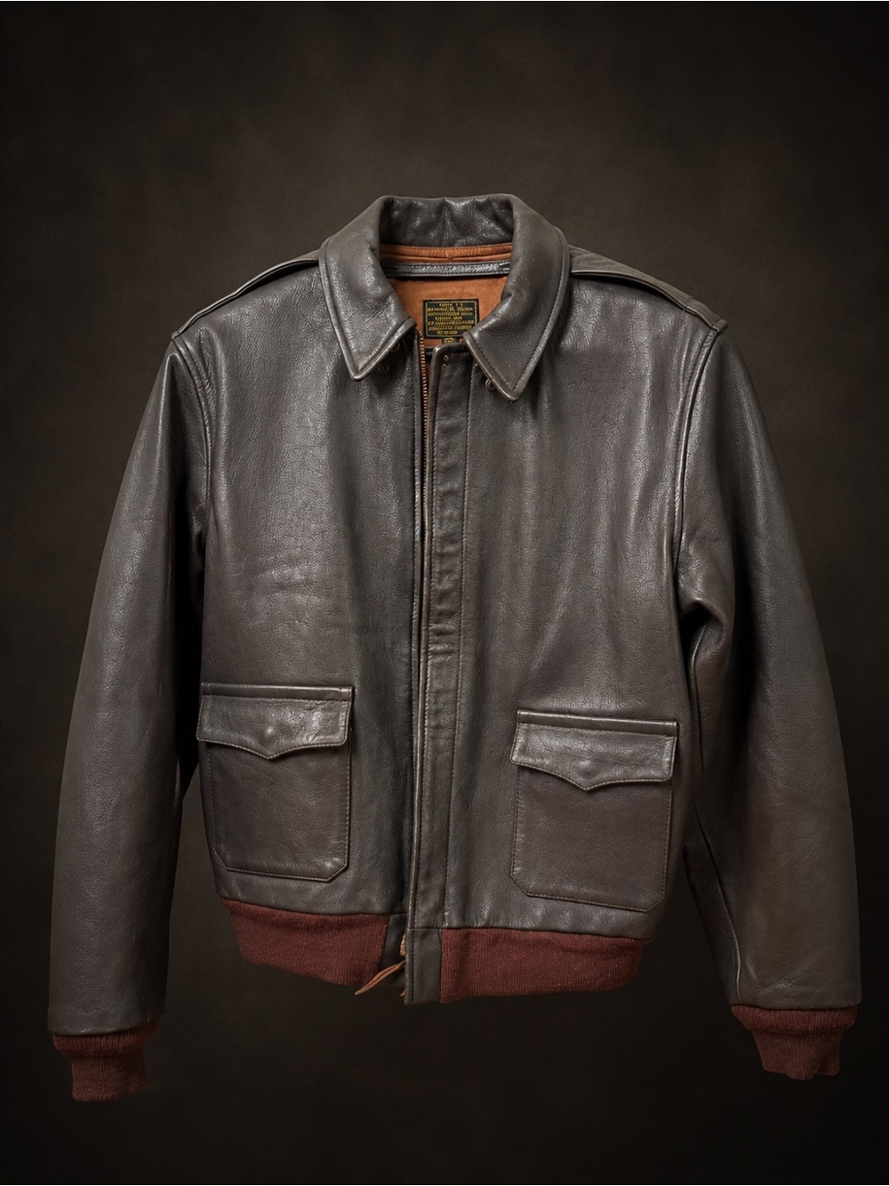 Vintage Avi leather Men's Brown Leather Bomber Jacket